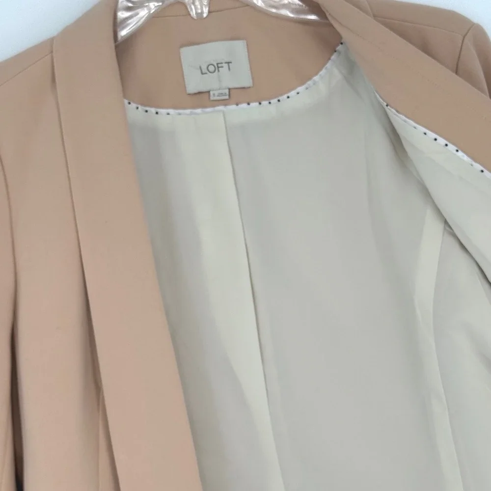 Ann Taylor Loft 6 Beige Open Front‎ Blazer Business Career Jacket Academia 92-50